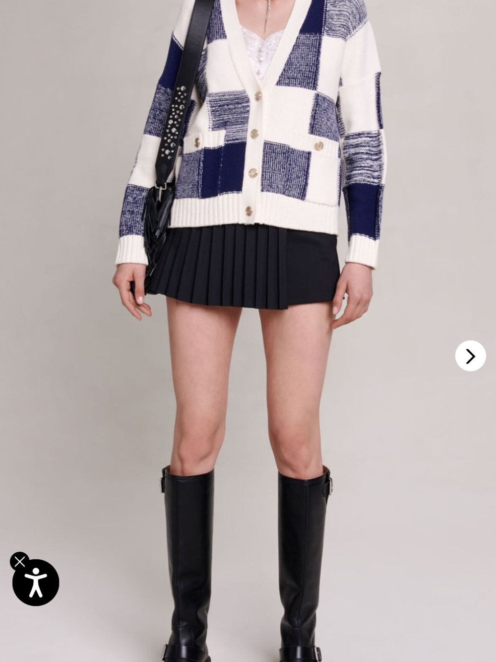 Maje checked knit cardigan
